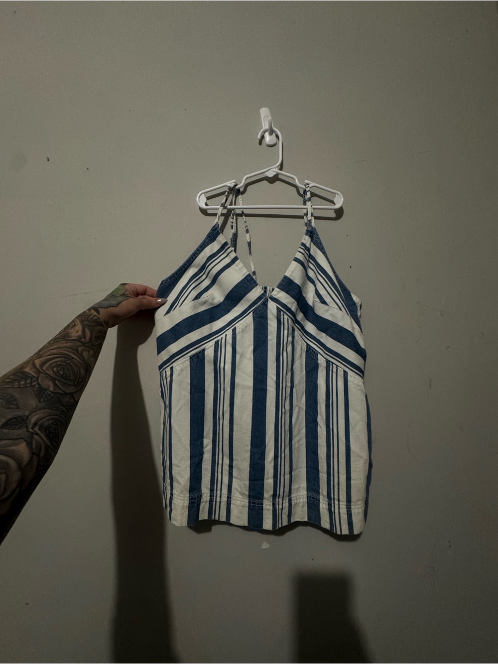 Universal Thread Blue and White Striped V-Neck Cami